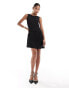 Фото #4 товара ASOS DESIGN low back satin mini dress with ties in black