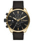 Фото #1 товара Мужские часы с черным кожаным ремешком Mens Chronograph MS9 Black Leather Strap Watch 48mm DZ4516