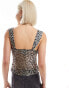 Фото #3 товара Reclaimed Vintage split front ruched top in leopard print