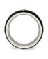 Stainless Steel Black IP-plated CZ Half Round 7mm Band Ring