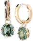 ფოტო #1 პროდუქტის Gold-Tone Cushion-Cut Stone Charm Huggie Hoop Earrings