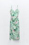 Платье миди из смесового льна с цветочным принтом ZARA
