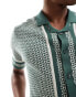 Фото #2 товара Threadbare knitted short sleeve revere collar shirt in dark forest green