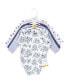 ფოტო #2 პროდუქტის Baby Girls Cotton Long-Sleeve Bodysuits, Blue Toile 5-Pack