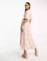 Фото #4 товара Vero Moda wrap front maxi tea dress in pink floral