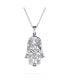 ფოტო #1 პროდუქტის Yoga Delicate Filigree Swirl Amulet Talisman Fatima Hand Of God Hamsa Pendant Necklace For Women For Teen .925 Sterling Silver