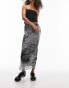 Topshop photographic split mesh midi skirt in mono