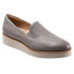 Softwalk Whistle S1810-081 Womens Gray Narrow Leather Loafer Flats Shoes