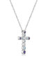 ფოტო #3 პროდუქტის Sterling Silver modern 3/4 (ct. t. w.) Multi-Gemstone Bezel Set Cross Pendant Necklace