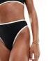 Фото #3 товара ASOS DESIGN mix and match contrast binding high leg high waist bikini bottom in black