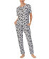 ფოტო #1 პროდუქტის Women's 2-Pc. Printed Jogger Pajamas Set