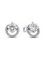 Фото #2 товара Pandora sparkling Round Cubic Zirconia Stone Necklace and Heart Earring Gift Set
