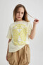 Kız Çocuk Oversize Fit Baskılı Kısa Kollu Tişört C3186A824SM