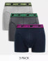 Фото #1 товара Jack & Jones 3 pack trunks with neon waistband in black & grey