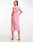 Фото #4 товара Nobody's Child Esme tie sleeve midi dress in pink and red gingham