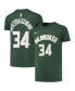 ფოტო #1 პროდუქტის Big Boys Giannis Antetokounmpo Hunter Green Milwaukee Bucks Logo Name and Number Performance T-shirt