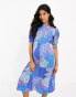 Фото #2 товара Influence Maternity flutter sleeve midi tea dress in blue floral print