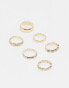 Faded Future pack of 6 molten band rings in gold