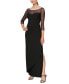 ფოტო #1 პროდუქტის Women's Embellished-Neck Side-Ruched Illusion Dress