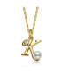 ფოტო #1 პროდუქტის Personalized 14K Gold Plated Initial Pearl Pendant Necklace