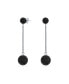 ფოტო #1 პროდუქტის Black Crystal Pave Round Double Disco Ball Drop Linear Prom Dangle Earrings For Women.925 Sterling Silver