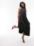 Topshop halter neck maxi dress with asymmetric frill hem in black