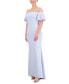 Фото #3 товара Women's Off-The-Shoulder Imitation Pearl Puff-Sleeve Gown