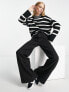 Only high neck jumper in black & white stripe