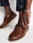 ASOS DESIGN boat shoes in brown leather with gum sole UK 7 Wide - фото #6