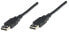 Фото #1 товара Manhattan USB-A to USB-A Cable - 1.8m - Male to Male - Black - 480 Mbps (USB 2.0) - Equivalent to USB2AA2M (except 20cm shorter) - Hi-Speed USB - Lifetime Warranty - Polybag - 1.8 m - USB A - USB A - USB 2.0 - Male/Male - Black