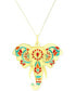 ფოტო #1 პროდუქტის Enamel Hand-Painted Elephant 18" Pendant Necklace in 14k Gold