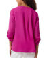 Women's Collarless Rolltab-Sleeve Tunic