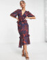 Фото #1 товара Hope & Ivy ruffle midi dress in navy and red floral