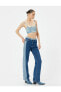 Фото #2 товара Çift Renk Düz Paça Kot Pantolon Yüksek Bel Cepli - Nora Longer Straight Jeans