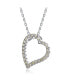 ფოტო #2 პროდუქტის Sterling Silver with Round Cubic Zirconia Thick Open Heart Frame Necklace