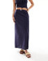 Stradivarius STR midi skirt with embroidery detail co-rd in navy