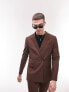 Фото #1 товара Topman super skinny double breasted one button suit jacket in brown