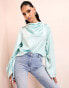 Фото #2 товара ASOS LUXE exaggerated satin drape top in blue