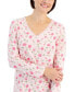 Фото #3 товара Women's Cotton Long-Sleeve Lace-Trim Sleepshirt, Created for Macy's