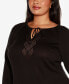 Фото #4 товара Plus Size Raglan Sleeve Pointelle Sweater