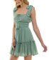 ფოტო #3 პროდუქტის Juniors' Square-Neck Tie-Strap Fit & Flare Dress