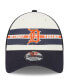 Фото #3 товара Men's White, Navy Detroit Tigers Team Stripe Trucker 9Forty Snapback Hat