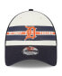 Men's White, Navy Detroit Tigers Team Stripe Trucker 9Forty Snapback Hat