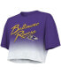Фото #3 товара Women's Threads Lamar Jackson Purple, White Baltimore Ravens Drip-Dye Player Name and Number Tri-Blend Crop T-shirt