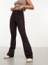 Фото #3 товара River Island suedette bootleg trouser in dark brown