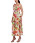 Woman's Printed V-Neck Tie-Straps Tiered Dress