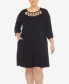 Фото #1 товара Plus Size Criss Cross Neckline 3/4 Sleeve Swing Dress