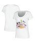 Фото #1 товара Women's White Distressed Mickey and Friends Group Scoop Neck T-shirt