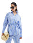 Фото #1 товара Mango stripe co-ord shirt in blue and white