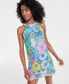 Фото #2 товара Women's Sleeveless Botanical-Print Halter Tank Dress, Created for Macy's